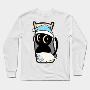 Cute black cat is going to bed Long Sleeve T-Shirt